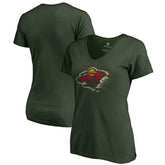 Minnesota Wild Women's Splatter Logo V-Neck T-Shirt - NHL T-shirts