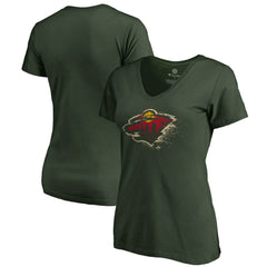 Minnesota Wild Women's Splatter Logo V-Neck T-Shirt - NHL T-shirts