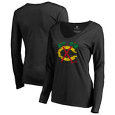 Chicago Blackhawks Women's Splatter Logo V-Neck Long Sleeve T-Shirt - NHL T-shirts