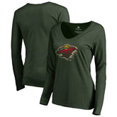Minnesota Wild Women's Splatter Logo V-Neck Long Sleeve T-Shirt - NHL T-shirts