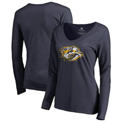 Nashville Predators Women's Splatter Logo V-Neck Long Sleeve T-Shirt - NHL T-shirts
