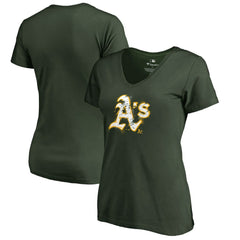 Athletics Women's Splatter Logo V-Neck T-Shirt - MLB T-shirts