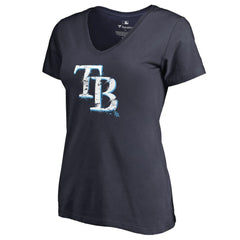 Tampa Bay Rays Women's Splatter Logo V-Neck T-Shirt - MLB T-shirts