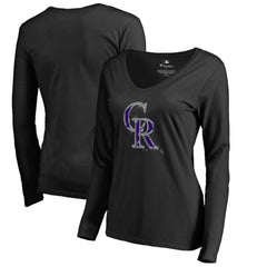 Colorado Rockies Women's Splatter Logo Long Sleeve V-Neck T-Shirt - MLB T-shirts
