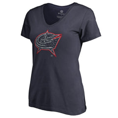 Columbus Blue Jackets Women's Static Logo V-Neck T-Shirt - NHL T-shirts