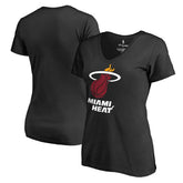 Black Miami Heat Women's Primary Logo V-Neck T-Shirt | NBA