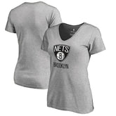 Ash Brooklyn Nets Women's Primary Logo V-Neck T-Shirt | NBA