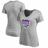 Ash Sacramento Kings Women's Primary Logo V-Neck T-Shirt | NBA