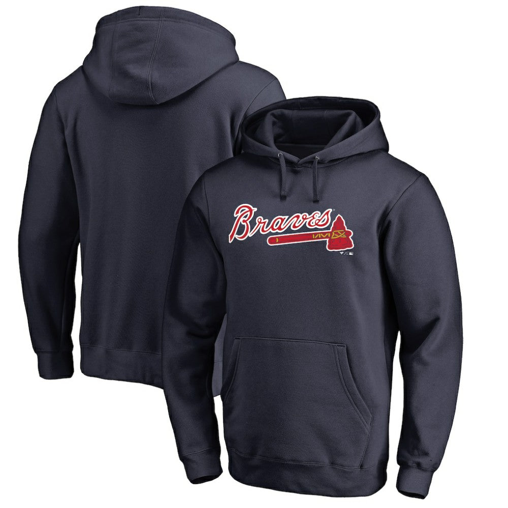 Atlanta Braves Official Wordmark Fitted Pullover Hoodie - MLB Hoodies