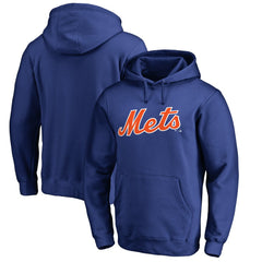 New York Mets Official Wordmark Fitted Pullover Hoodie - MLB Hoodies