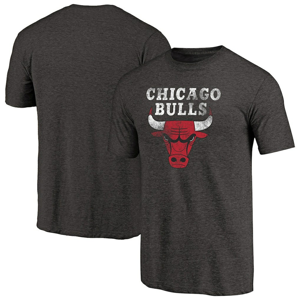 Black Chicago Bulls Distressed Logo Tri-Blend T-Shirt sale | NBA
