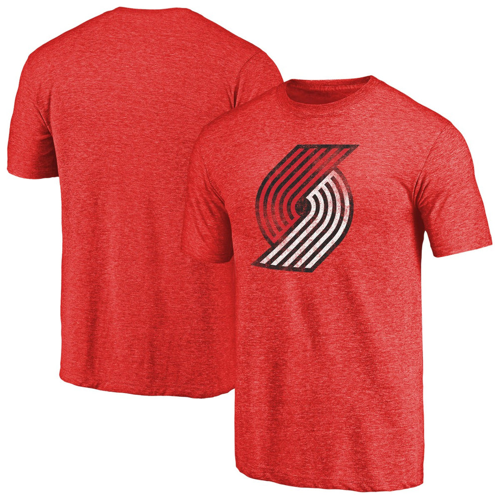 Red Portland Trail Blazers Distressed Logo Tri-Blend T-Shirt | NBA