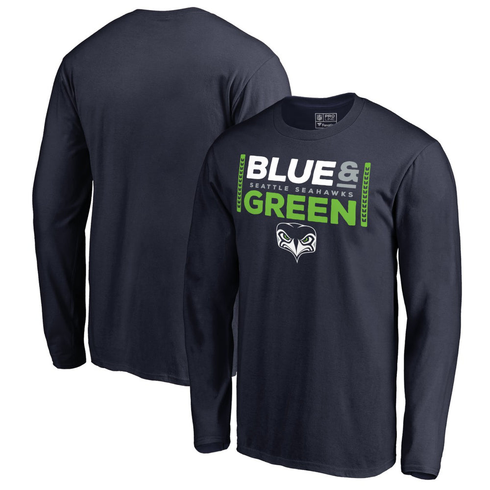 Seattle Seahawks Alternate Team Logo Gear Blue & Green Long Sleeve T-Shirt | NFL US