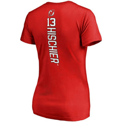 Nico Hischier New Jersey Devils Fanatics Women's Plus Size Backer Name & Number V-Neck T-Shirt - NHL T-shirts
