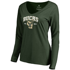 Green Milwaukee Bucks Women's Wisconsin Basketball Hometown Collection Long Sleeve T-Shirt | NBA