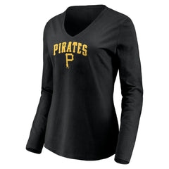 Pittsburgh Pirates Women's Cooperstown Collection Wahconah Long Sleeve V-Neck T-Shirt - MLB T-shirts