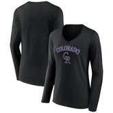 Colorado Rockies Women's Team Lockup Slim Fit Long Sleeve V-Neck T-Shirt - MLB T-shirts