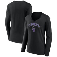 Colorado Rockies Women's Team Lockup Slim Fit Long Sleeve V-Neck T-Shirt - MLB T-shirts