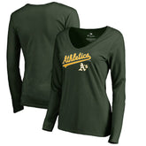 Athletics Women's Team Lockup Slim Fit Long Sleeve V-Neck T-Shirt - MLB T-shirts