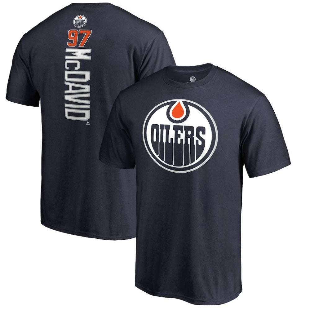Connor McDavid Edmonton Oilers Backer Name & Number T-Shirt - NHL T-shirts