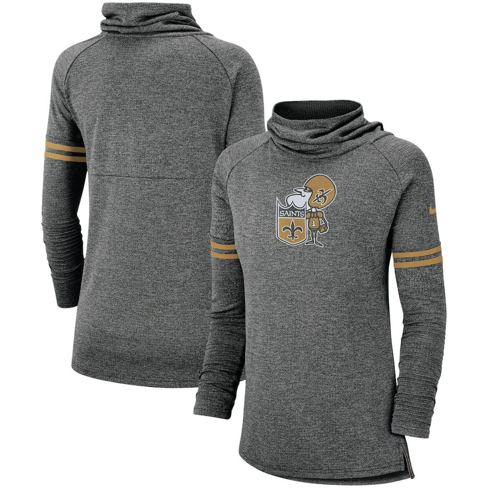 New Orleans Saints Women's Historic Marks Long Sleeve Tri-Blend Funnel Sweatshirt | NFL Hot