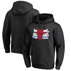 Black Chicago Bulls Hometown Collection Chicago Flag Pullover Hoodie | NBA