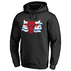 Black Chicago Bulls Hometown Collection Chicago Flag Pullover Hoodie | NBA