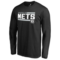 Black Brooklyn Nets Onside Stripe Long Sleeve T-Shirt | NBA