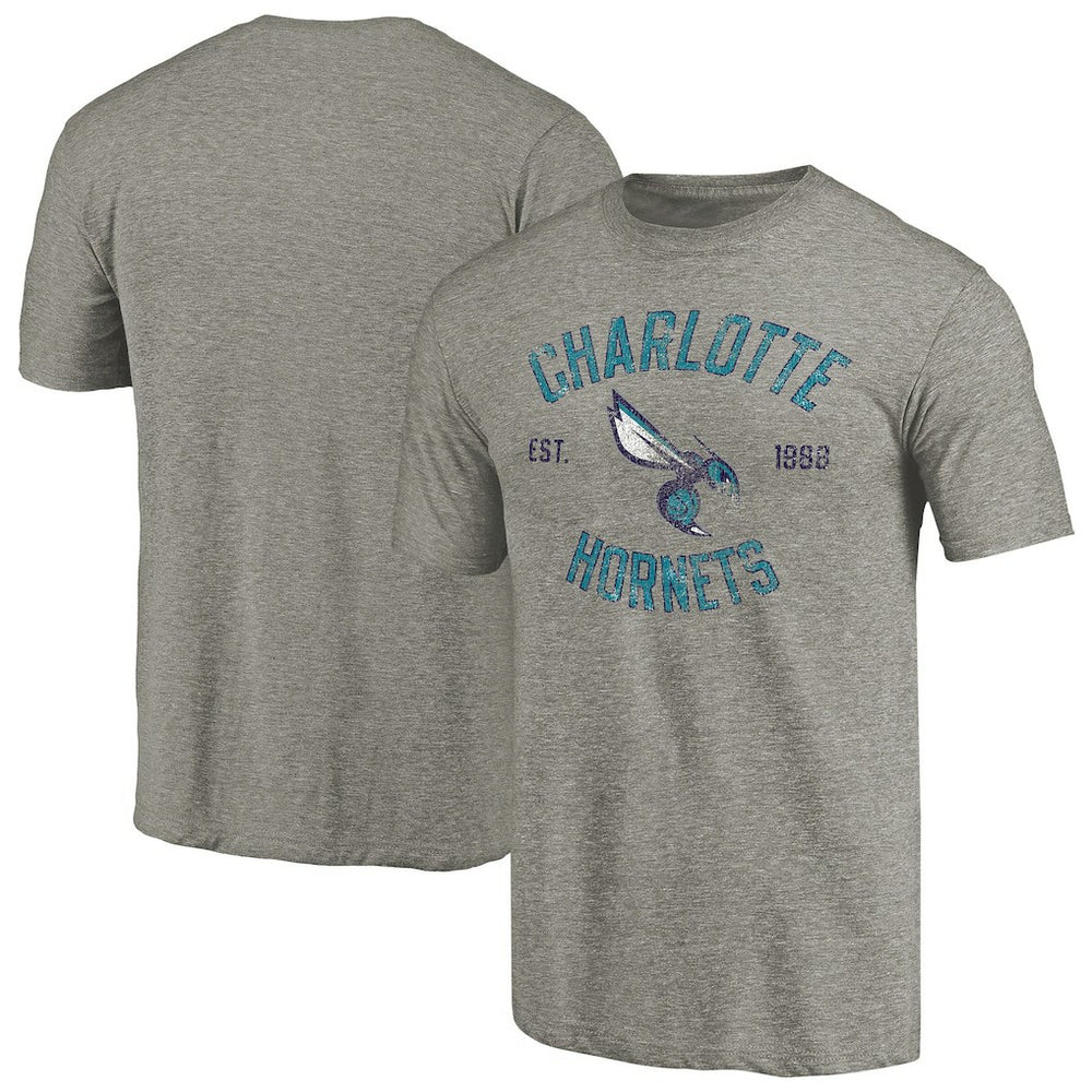 Gray Charlotte Hornets Team Heritage Tri-Blend T-Shirt | NBA