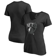Black Brooklyn Nets Women's X-Ray Slim Fit V-Neck T-Shirt | NBA
