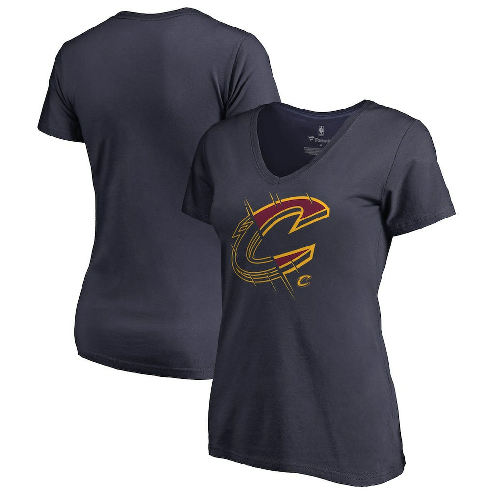 Navy Cleveland Cavaliers Women's X-Ray Slim Fit V-Neck T-Shirt sale | NBA