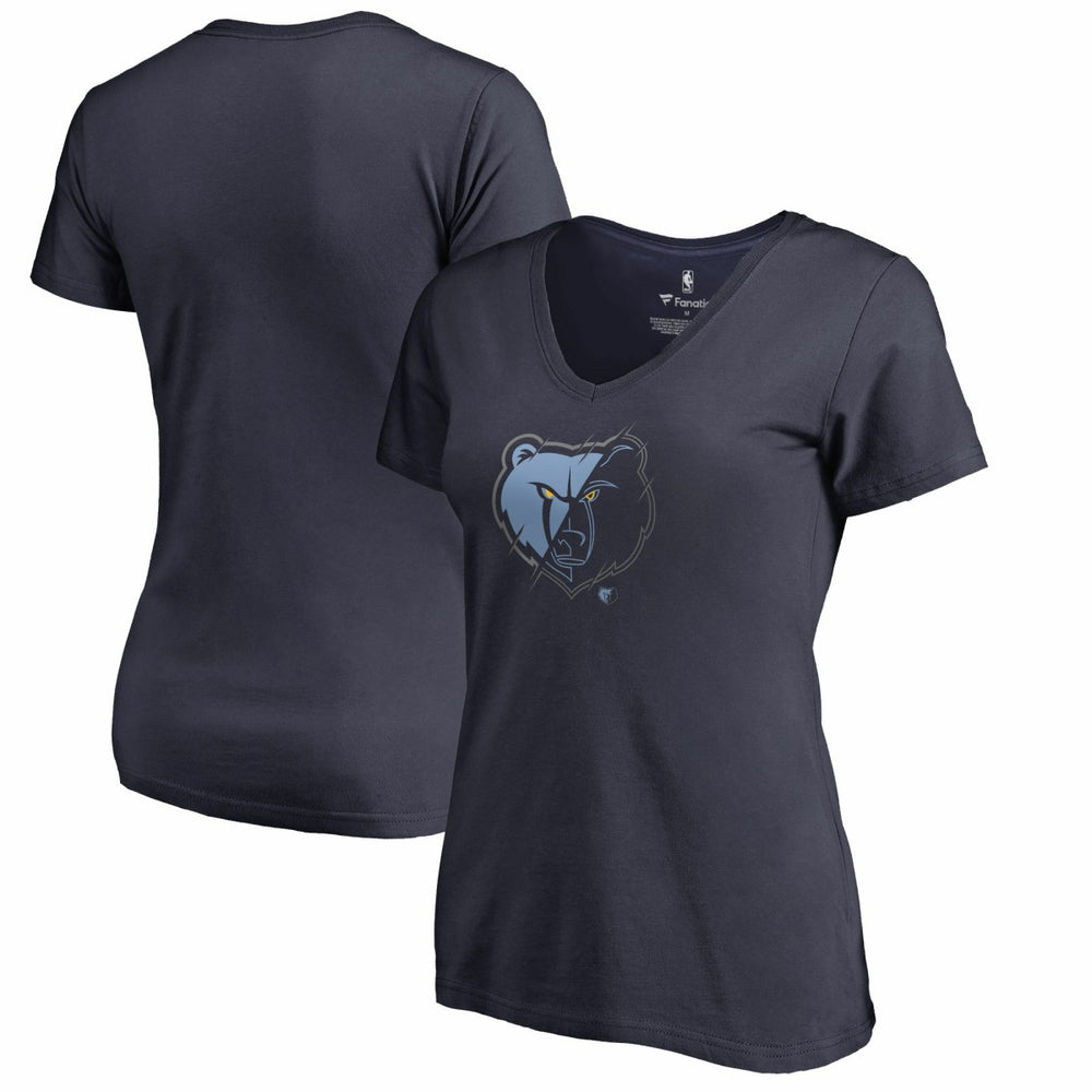 Navy Memphis Grizzlies Women's X-Ray Slim Fit V-Neck T-Shirt | NBA