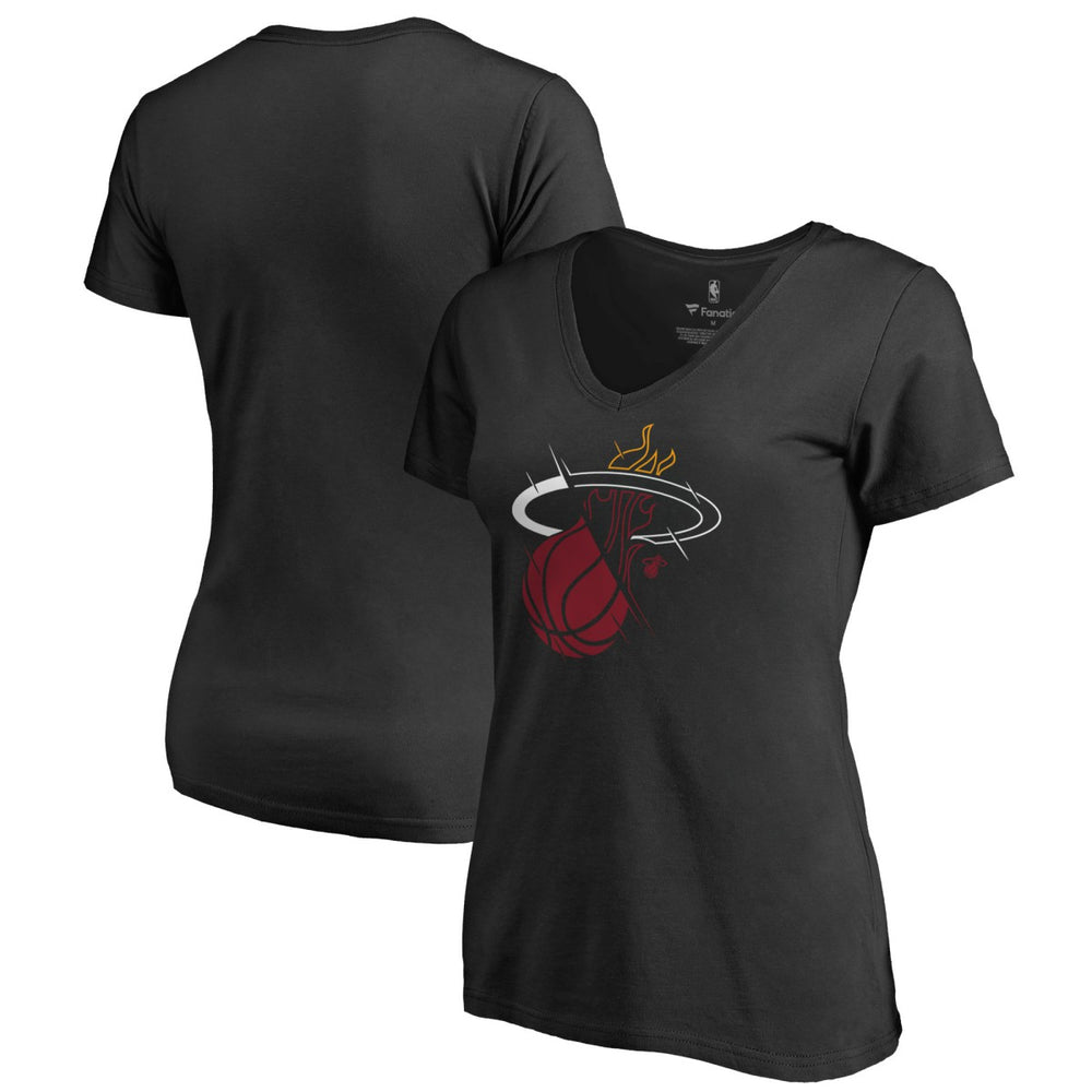 Black Miami Heat Women's X-Ray Slim Fit V-Neck T-Shirt | NBA
