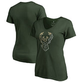 Green Milwaukee Bucks Women's X-Ray Slim Fit V-Neck T-Shirt | NBA