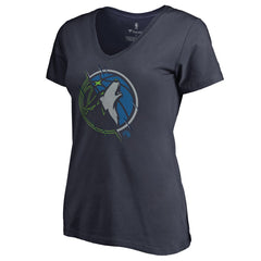 Navy Minnesota Timberwolves Women's X-Ray Slim Fit V-Neck T-Shirt | NBA
