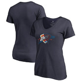 Navy Oklahoma City Thunder Women's X-Ray Slim Fit V-Neck T-Shirt | NBA
