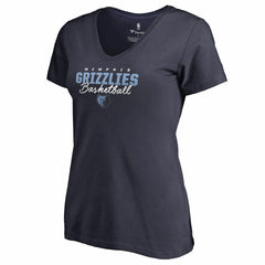 Navy Memphis Grizzlies Women's Script Assist V-Neck T-Shirt | NBA