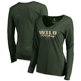 Minnesota Wild Women's Iconic Collection Script Assist Long Sleeve V-Neck T-Shirt - NHL T-shirts