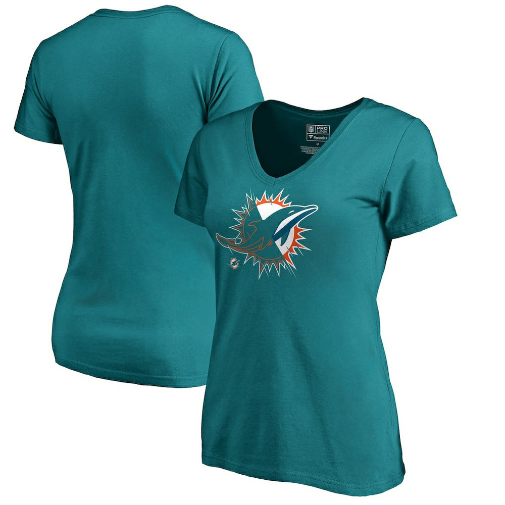 Miami Dolphins Women's X-Ray Slim Fit V-Neck T-Shirt | NFL Hot