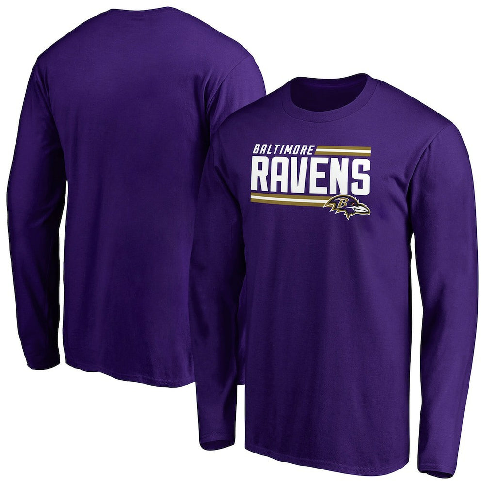 Baltimore Ravens Iconic Collection On Side Stripe Long Sleeve T-Shirt | NFL Sale