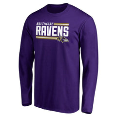Baltimore Ravens Iconic Collection On Side Stripe Long Sleeve T-Shirt | NFL Sale