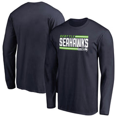 Seattle Seahawks Iconic Collection On Side Stripe Long Sleeve T-Shirt | NFL New