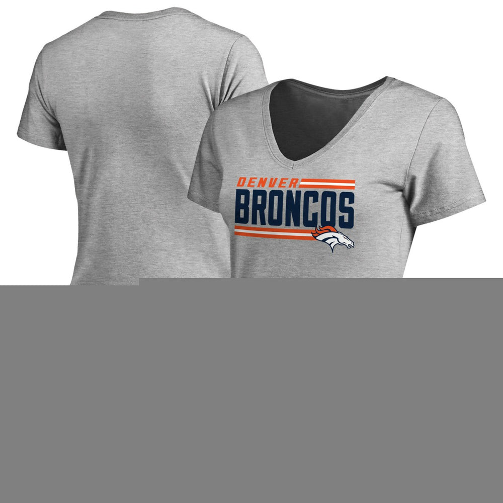 Denver Broncos Women's Iconic Collection On Side Stripe V-Neck T-Shirt | NFL Discount