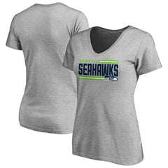 Seattle Seahawks Women's Iconic Collection On Side Stripe V-Neck T-Shirt | NFL New