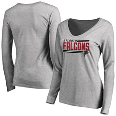 Atlanta Falcons Women's Iconic Collection On Side Stripe Long Sleeve V-Neck T-Shirt | NFL Discount