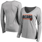 Chicago Bears Women's Iconic Collection On Side Stripe Long Sleeve V-Neck T-Shirt | NFL Discount