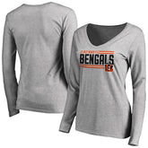 Cincinnati Bengals Women's Iconic Collection On Side Stripe Long Sleeve V-Neck T-Shirt | NFL US