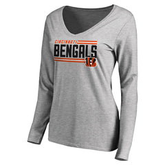 Cincinnati Bengals Women's Iconic Collection On Side Stripe Long Sleeve V-Neck T-Shirt | NFL US