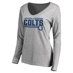 Indianapolis Colts Women's Iconic Collection On Side Stripe Long Sleeve V-Neck T-Shirt | NFL Discount