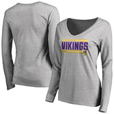 Minnesota Vikings Women's Iconic Collection On Side Stripe Long Sleeve V-Neck T-Shirt | NFL Online